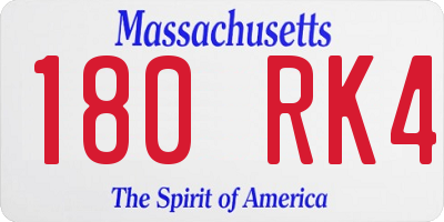 MA license plate 180RK4