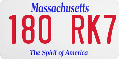 MA license plate 180RK7