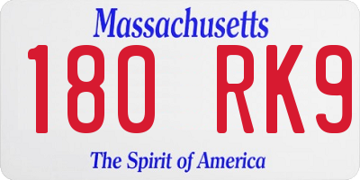 MA license plate 180RK9