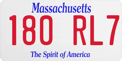MA license plate 180RL7