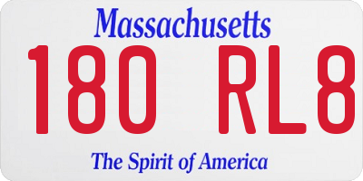 MA license plate 180RL8