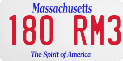 MA license plate 180RM3