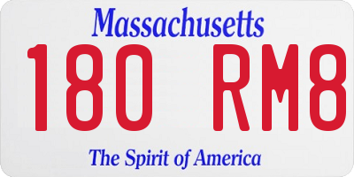 MA license plate 180RM8