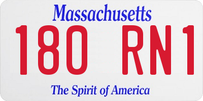 MA license plate 180RN1