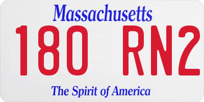 MA license plate 180RN2