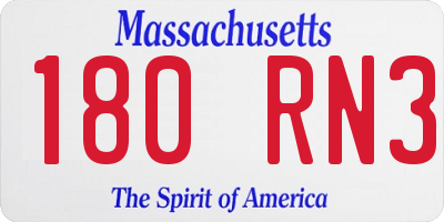 MA license plate 180RN3