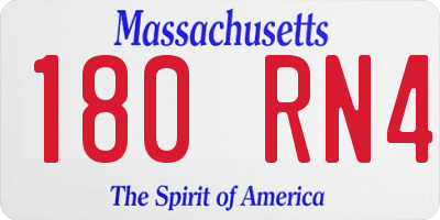 MA license plate 180RN4
