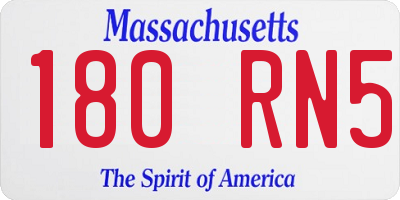 MA license plate 180RN5