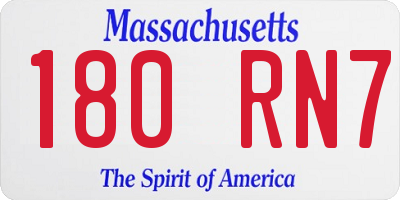 MA license plate 180RN7