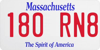 MA license plate 180RN8