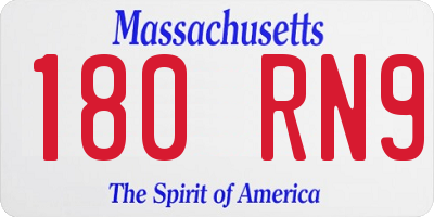 MA license plate 180RN9