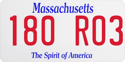 MA license plate 180RO3