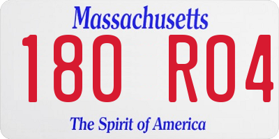 MA license plate 180RO4