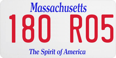MA license plate 180RO5