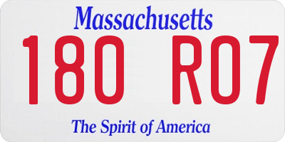 MA license plate 180RO7