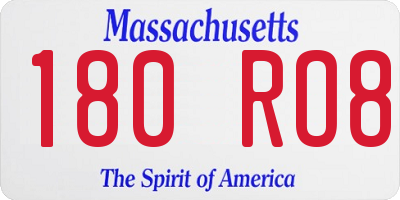 MA license plate 180RO8