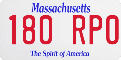 MA license plate 180RP0