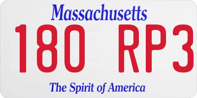 MA license plate 180RP3