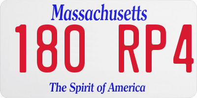 MA license plate 180RP4