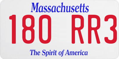 MA license plate 180RR3