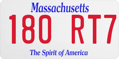 MA license plate 180RT7