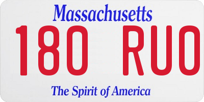 MA license plate 180RU0