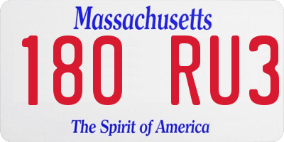 MA license plate 180RU3