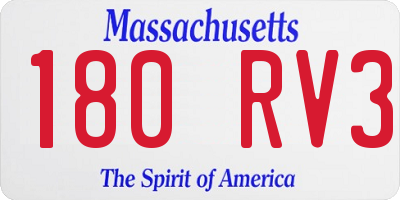 MA license plate 180RV3