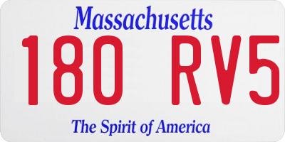 MA license plate 180RV5
