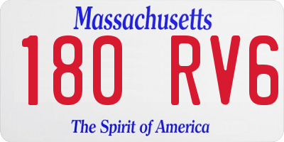 MA license plate 180RV6