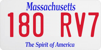 MA license plate 180RV7