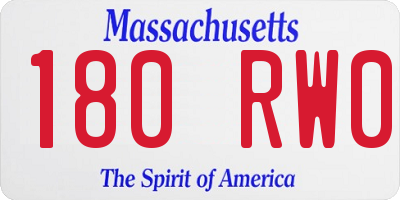 MA license plate 180RW0
