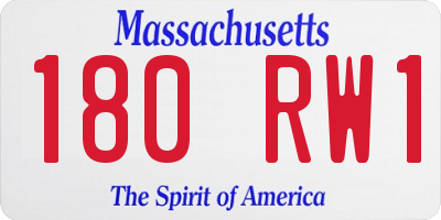 MA license plate 180RW1