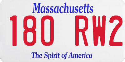 MA license plate 180RW2