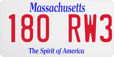 MA license plate 180RW3