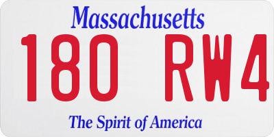MA license plate 180RW4