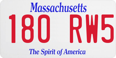 MA license plate 180RW5