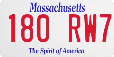 MA license plate 180RW7
