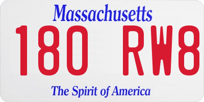 MA license plate 180RW8