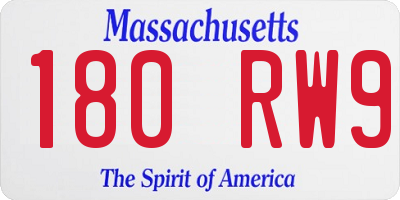 MA license plate 180RW9