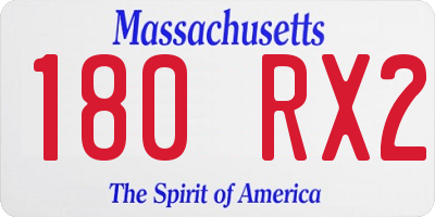 MA license plate 180RX2