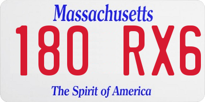 MA license plate 180RX6