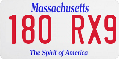 MA license plate 180RX9