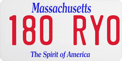 MA license plate 180RY0