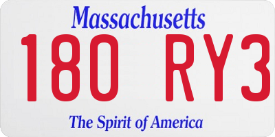 MA license plate 180RY3