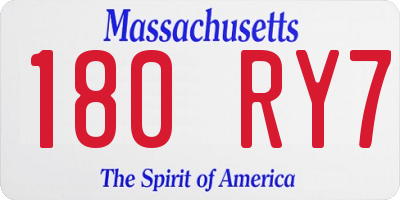 MA license plate 180RY7