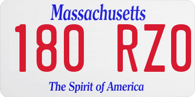 MA license plate 180RZ0