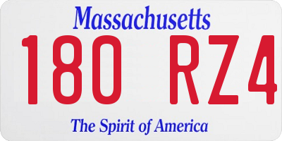 MA license plate 180RZ4