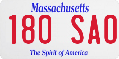 MA license plate 180SA0