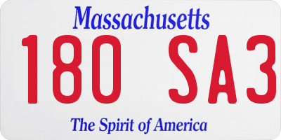 MA license plate 180SA3